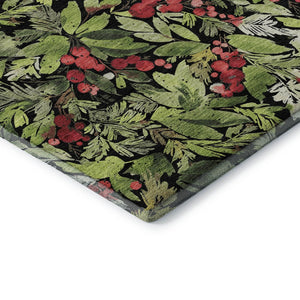 HomeRoots 10' Contemporary Abstract Geometric Area Rug in Black, Red & Green - Washable, UV Protected, Durable Design 701870