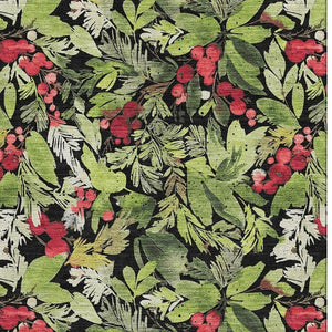 HomeRoots 10' Contemporary Abstract Geometric Area Rug in Black, Red & Green - Washable, UV Protected, Durable Design 701870
