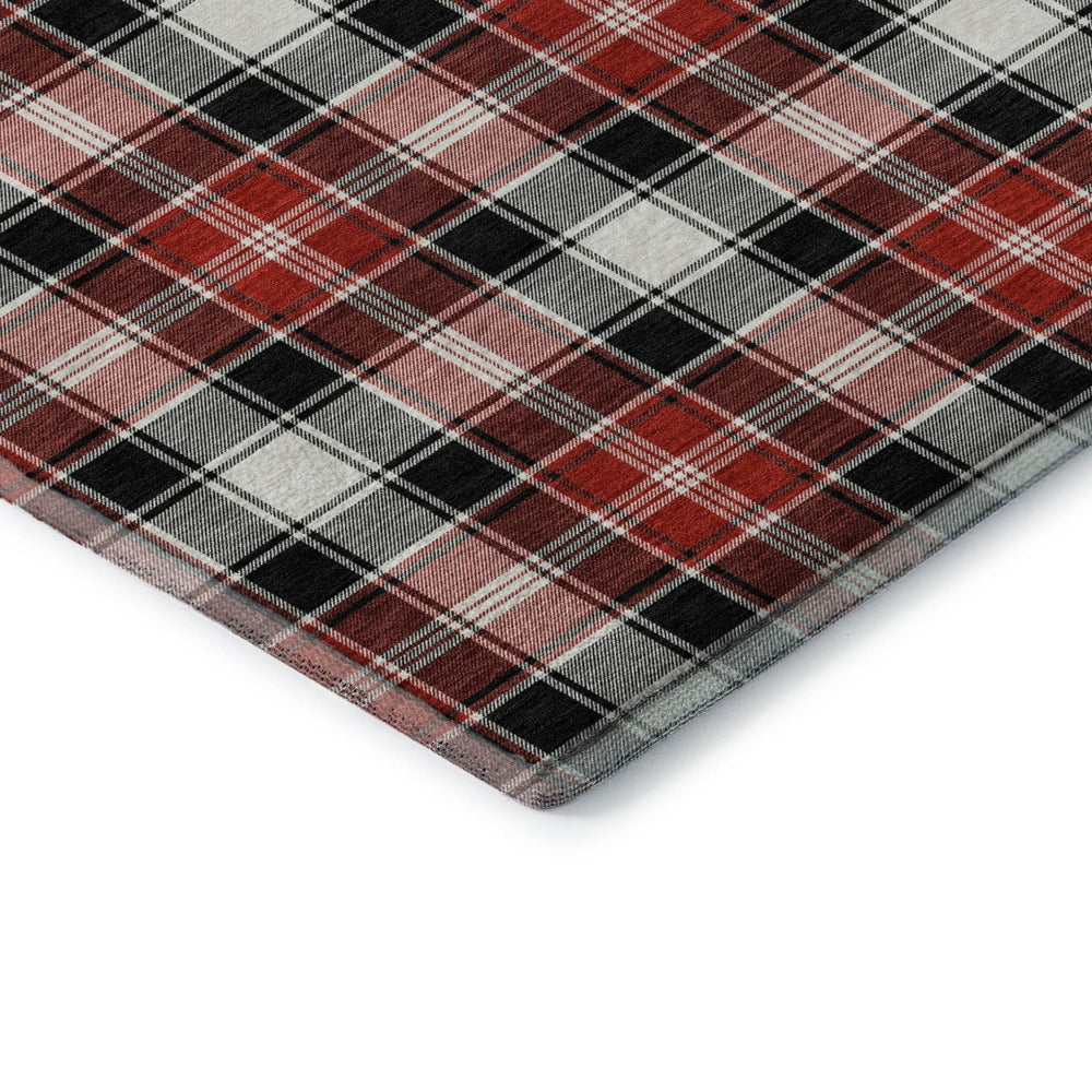 HomeRoots 5' X 8' Modern Abstract Geometric Area Rug in Black, Red & White - Washable, UV Protected & Non-Slip 701872