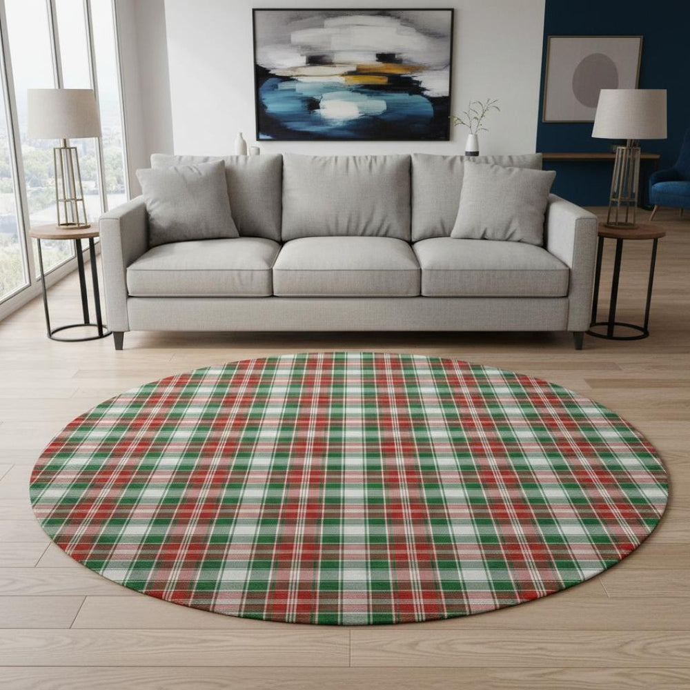 HomeRoots 8' Vibrant Abstract Geometric Round Rug with UV Protection – Washable, Non-Slip, Durable Design! 701879