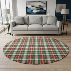 HomeRoots 8' Vibrant Abstract Geometric Round Rug with UV Protection – Washable, Non-Slip, Durable Design! 701879