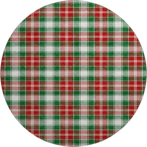 HomeRoots 8' Vibrant Abstract Geometric Round Rug with UV Protection – Washable, Non-Slip, Durable Design! 701879