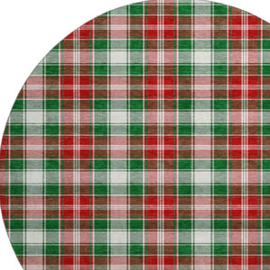HomeRoots 8' Vibrant Abstract Geometric Round Rug with UV Protection – Washable, Non-Slip, Durable Design! 701879