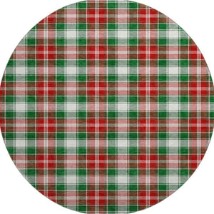 HomeRoots 8' Vibrant Abstract Geometric Round Rug with UV Protection – Washable, Non-Slip, Durable Design! 701879