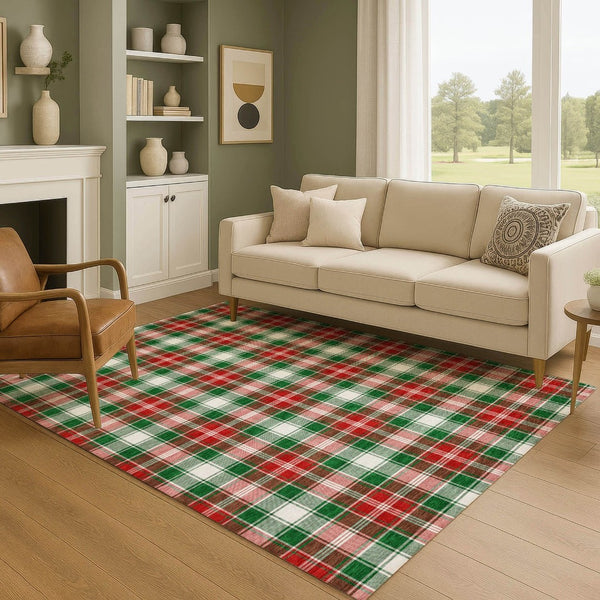 HomeRoots 8' X 10' Vibrant Emerald Red & Green Abstract Geometric Washable Area Rug with UV Protection 701880