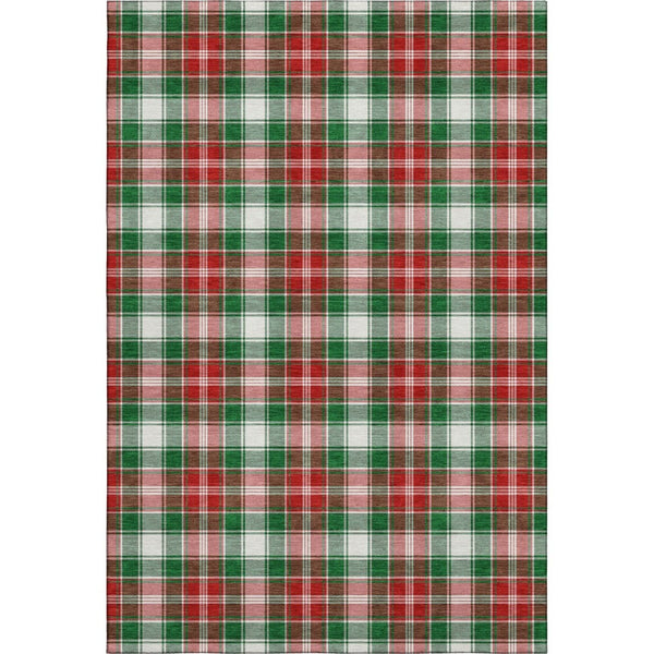 HomeRoots 8' X 10' Vibrant Emerald Red & Green Abstract Geometric Washable Area Rug with UV Protection 701880