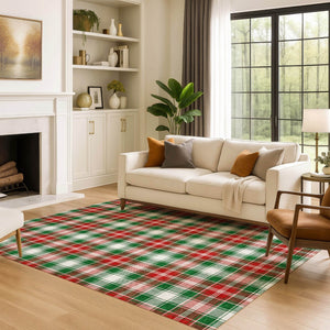HomeRoots 8' X 10' Vibrant Emerald Red & Green Abstract Geometric Washable Area Rug with UV Protection 701880