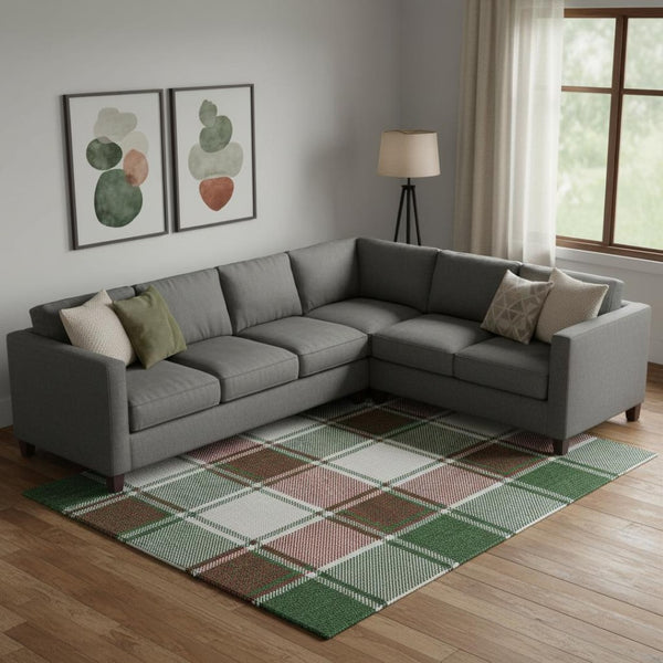 HomeRoots 9' X 12' Vibrant Emerald Red & Green Geometric Washable Area Rug - UV Protected & Kid-Friendly Design 701881