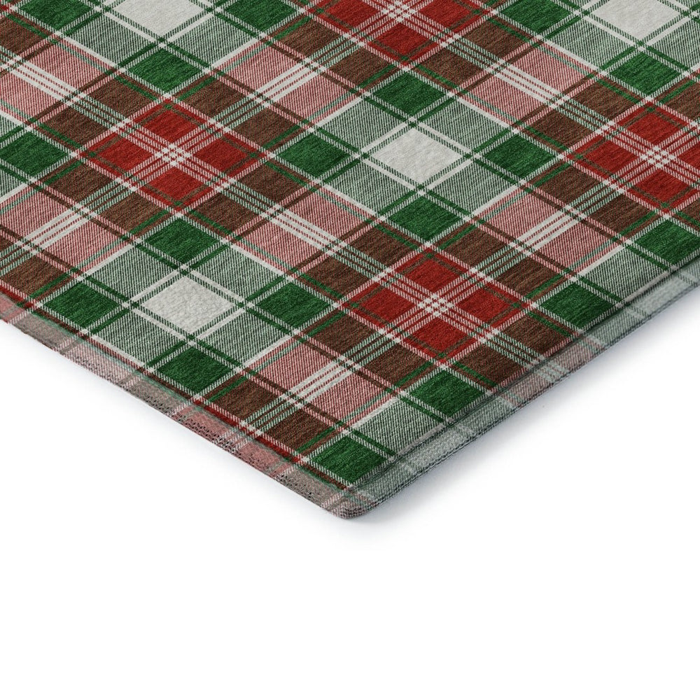 HomeRoots 9' X 12' Vibrant Emerald Red & Green Geometric Washable Area Rug - UV Protected & Kid-Friendly Design 701881