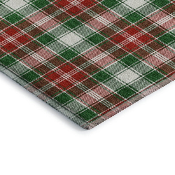 HomeRoots 9' X 12' Vibrant Emerald Red & Green Geometric Washable Area Rug - UV Protected & Kid-Friendly Design 701881