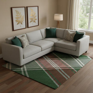 HomeRoots 10' X 14' Emerald Red & Green Abstract Washable Area Rug - UV Protected, Stylish & Durable Design 701882