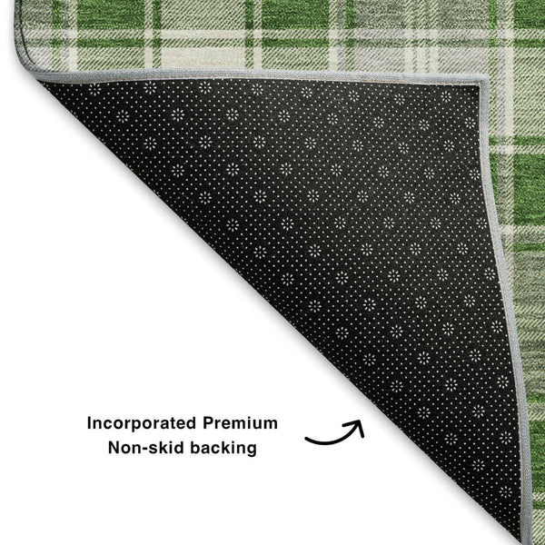 HomeRoots 5' X 8' Modern Abstract Geometric Area Rug in Green, Gray & Ivory – Washable, UV Protected & Kid-Friendly 701884