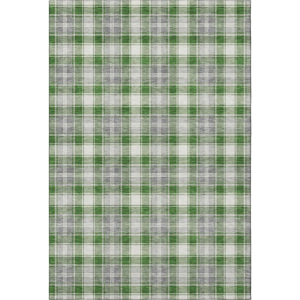 HomeRoots 5' X 8' Modern Abstract Geometric Area Rug in Green, Gray & Ivory – Washable, UV Protected & Kid-Friendly 701884