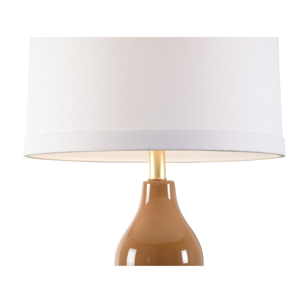 Chelsea House Gourd Sculptural Table Lamp — Earth: Hand-Glazed Taupe Ceramic With Gold Leaf, Warm Ambient Glow 70189