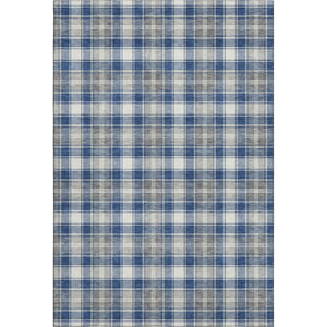 HomeRoots 5' X 8' Navy Blue, Ivory & Gray Abstract Geometric Rug - Washable, UV Protected, Durable & Stylish 701890