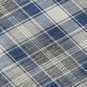 HomeRoots 5' X 8' Navy Blue, Ivory & Gray Abstract Geometric Rug - Washable, UV Protected, Durable & Stylish 701890