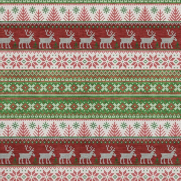 HomeRoots 5' X 8' Washable Area Rug in Green, Ivory & Red - Abstract Geometric Design with UV Protection 701896