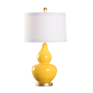 Chelsea House Gourd Ceramic Lamp In Yellow Glaze With Gold Accents — 27" Ambient Accent Light For Cozy Rooms 70190