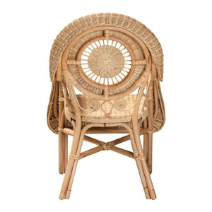 English Elm Modern Natural Rattan Accent Chair Woven Circular Back Bohemian Living Room Seat B2750P467675