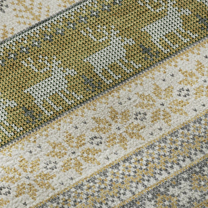 HomeRoots 8' Gray Ivory and Gold Abstract Geometric Round Rug - Washable, UV-Protected, Durable Design for Homes 701903