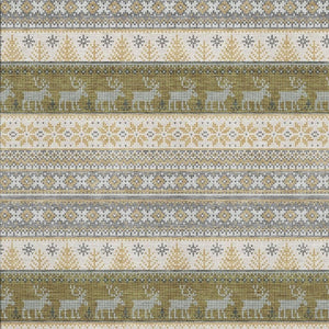 HomeRoots 8' X 10' Stylish Gray Ivory Gold Abstract Washable Area Rug with UV Protection & Non-Slip Backing 701904