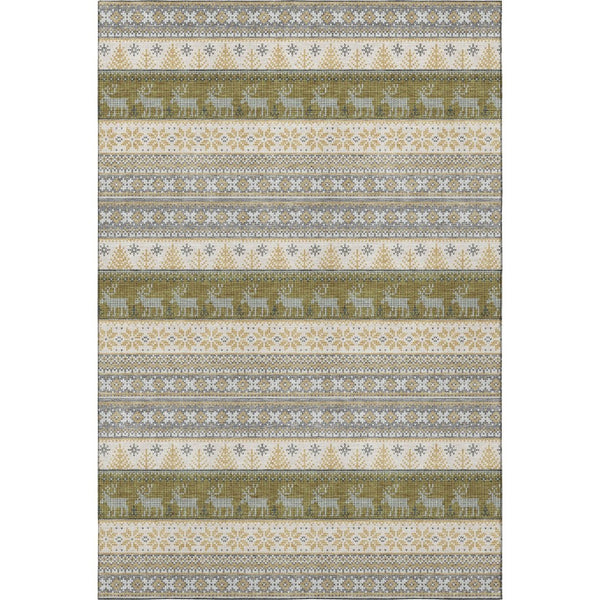 HomeRoots 8' X 10' Stylish Gray Ivory Gold Abstract Washable Area Rug with UV Protection & Non-Slip Backing 701904
