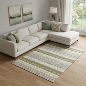 HomeRoots 9' X 12' Gray Ivory Gold Abstract Geometric Area Rug – Washable, UV Protected, Durable & Stylish! 701905