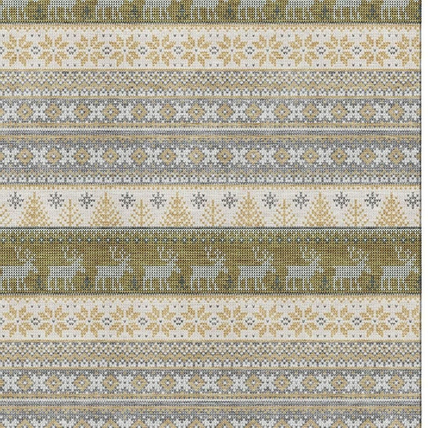 HomeRoots 9' X 12' Gray Ivory Gold Abstract Geometric Area Rug – Washable, UV Protected, Durable & Stylish! 701905