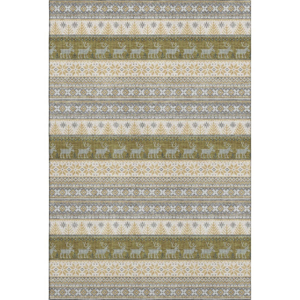 HomeRoots 10' X 14' Gray Ivory Gold Abstract Area Rug – Washable, UV-Protected, Stylish for High-Traffic Homes 701906
