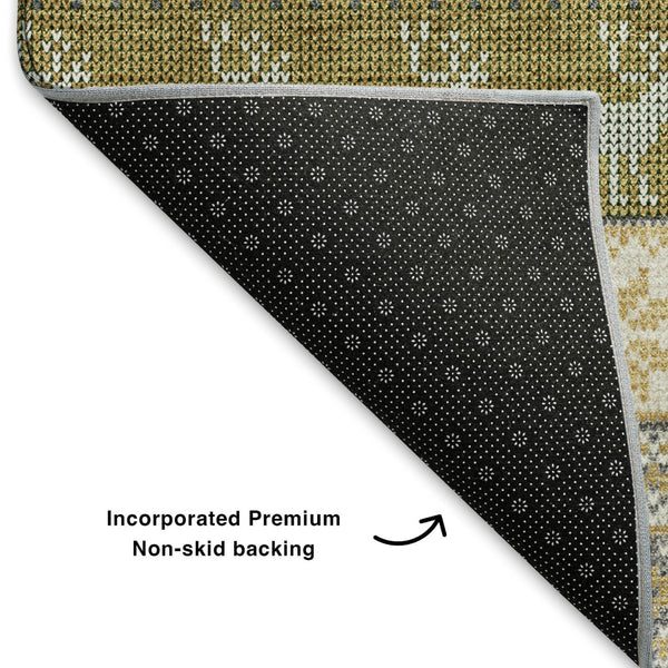 HomeRoots 10' X 14' Gray Ivory Gold Abstract Area Rug – Washable, UV-Protected, Stylish for High-Traffic Homes 701906