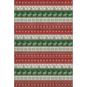 HomeRoots 5' X 8' Vibrant Red Green Ivory Abstract Geometric Washable Area Rug for Kids & Pets - UV Protected 701908
