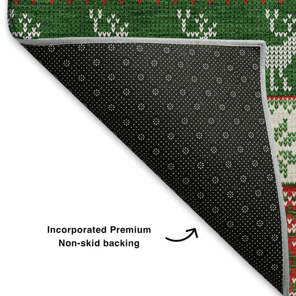 HomeRoots 5' X 8' Vibrant Red Green Ivory Abstract Geometric Washable Area Rug for Kids & Pets - UV Protected 701908