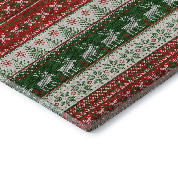 HomeRoots 5' X 8' Vibrant Red Green Ivory Abstract Geometric Washable Area Rug for Kids & Pets - UV Protected 701908