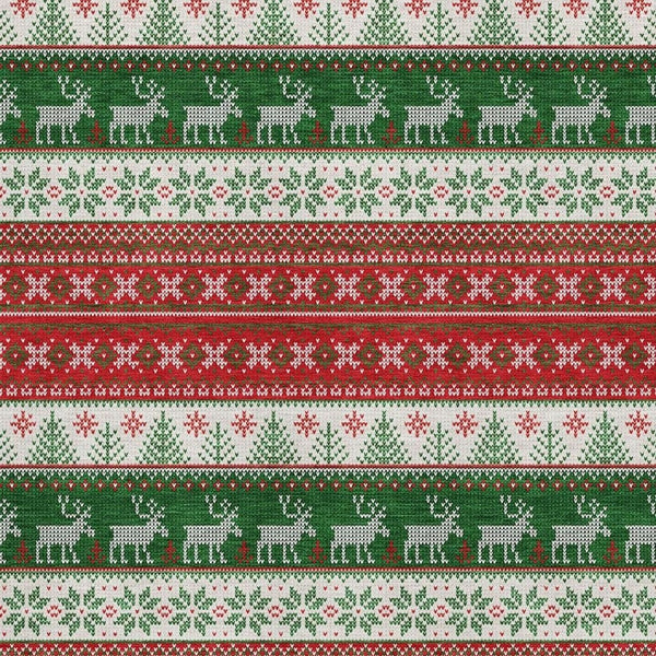 HomeRoots 5' X 8' Vibrant Red Green Ivory Abstract Geometric Washable Area Rug for Kids & Pets - UV Protected 701908