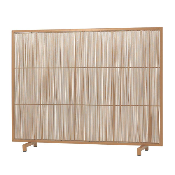 English Elm Willow Iron Fireplace Screen Powder Coated Vertical Bar Grid for Modern Interiors Golden N775P386927G