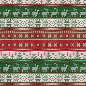 HomeRoots 10' Abstract Geometric Area Rug in Red, Green & Ivory - Washable, UV-Resistant, Durable for Busy Homes 701912