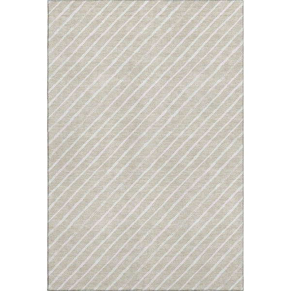 HomeRoots 5' X 8' Beige and Ivory Washable Abstract Geometric Area Rug with UV Protection for Busy Homes 701914