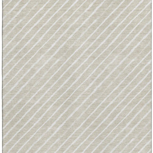 HomeRoots 5' X 8' Beige and Ivory Washable Abstract Geometric Area Rug with UV Protection for Busy Homes 701914