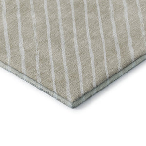 HomeRoots 8' Beige and Ivory Abstract Geometric Round Rug - Washable, UV Resistant, Ideal for High-Traffic Areas 701915