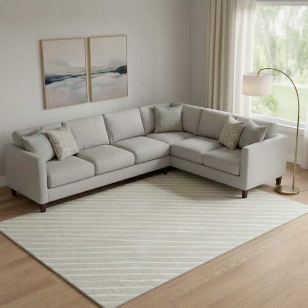HomeRoots 10' X 14' Beige & Ivory Abstract Geometric Washable Area Rug with UV Protection for Modern Homes 701918