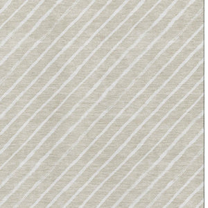 HomeRoots 10' X 14' Beige & Ivory Abstract Geometric Washable Area Rug with UV Protection for Modern Homes 701918