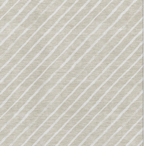 HomeRoots 10' X 14' Beige & Ivory Abstract Geometric Washable Area Rug with UV Protection for Modern Homes 701918