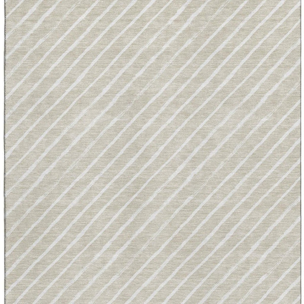 HomeRoots 10' X 14' Beige & Ivory Abstract Geometric Washable Area Rug with UV Protection for Modern Homes 701918