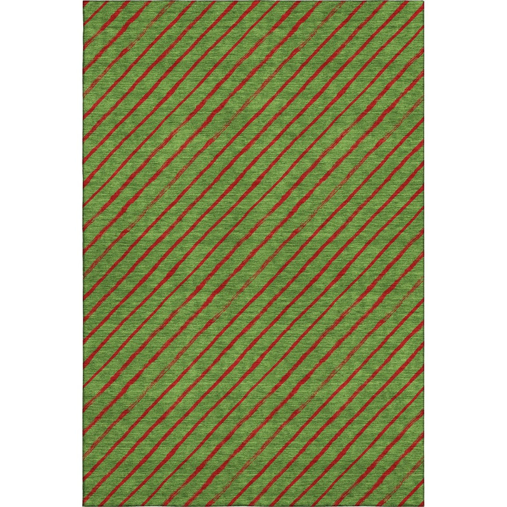 HomeRoots 5' X 8' Fern Green and Red Abstract Geometric Area Rug - Washable, UV-Protected, Durable Design 701920