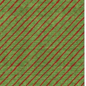 HomeRoots 8' X 10' Fern Green and Red Abstract Geometric Area Rug - Washable, Stain Resistant & UV Protected! 701922