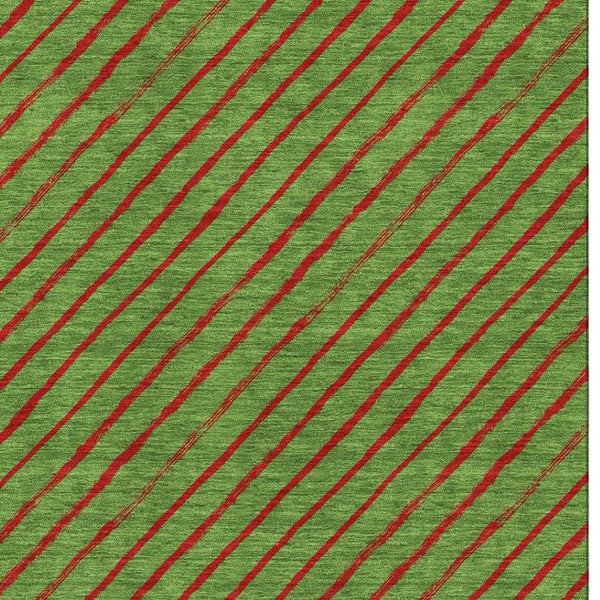 HomeRoots 8' X 10' Fern Green and Red Abstract Geometric Area Rug - Washable, Stain Resistant & UV Protected! 701922