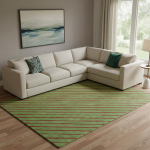 HomeRoots 10' X 14' Fern Green & Red Abstract Geometric Washable Area Rug - Durable, Stylish, UV Protected! 701924