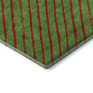 HomeRoots 10' X 14' Fern Green & Red Abstract Geometric Washable Area Rug - Durable, Stylish, UV Protected! 701924