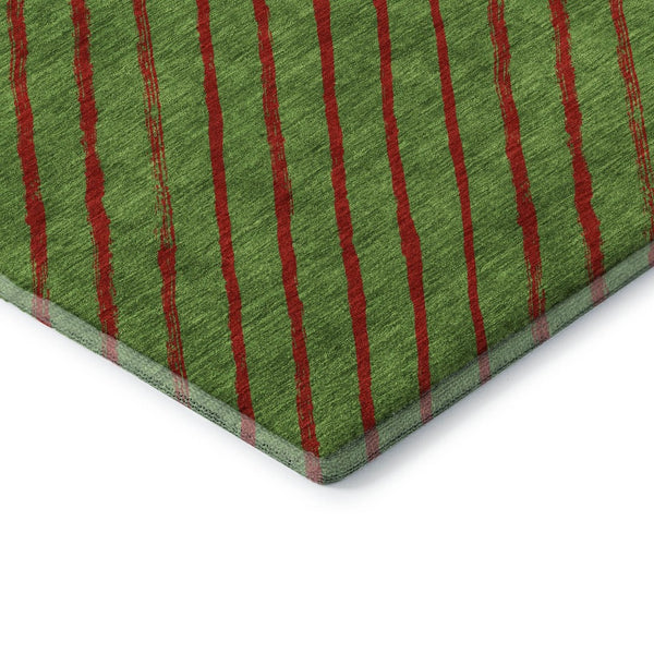 HomeRoots 10' X 14' Fern Green & Red Abstract Geometric Washable Area Rug - Durable, Stylish, UV Protected! 701924