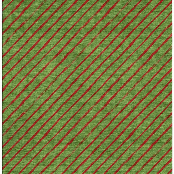 HomeRoots 10' X 14' Fern Green & Red Abstract Geometric Washable Area Rug - Durable, Stylish, UV Protected! 701924